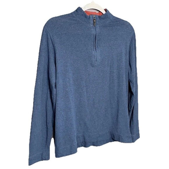 J McLAUGHLIN 1/4 Zip Pullover Tate Sweater Men’s Size Medium Blue Red Knit - Picture 3 of 9